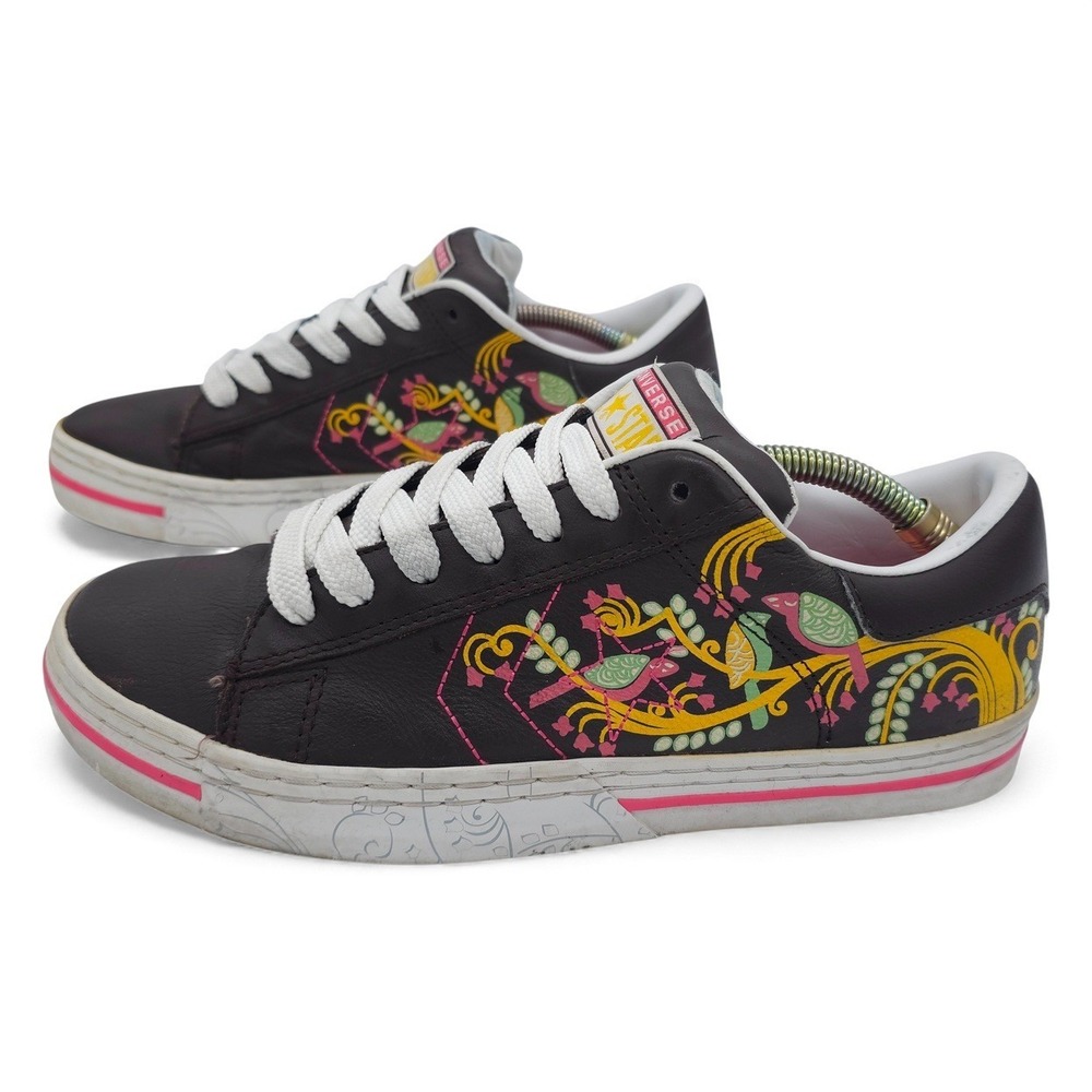 Converse All Star‎ Low Top Sneakers Brown Floral Birds Print Women's 10 - Picture 3 of 10